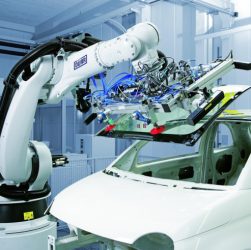 Application of robots in automobile industry.