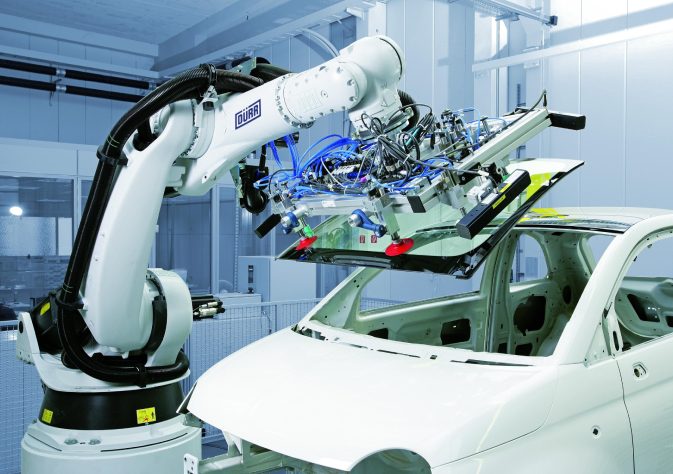 Application of robots in automobile industry.