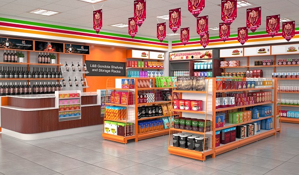 Picture showing supermarket racks with full of grocery items