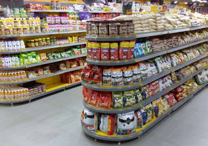 Picture showing supermarket racks with full of grocery items