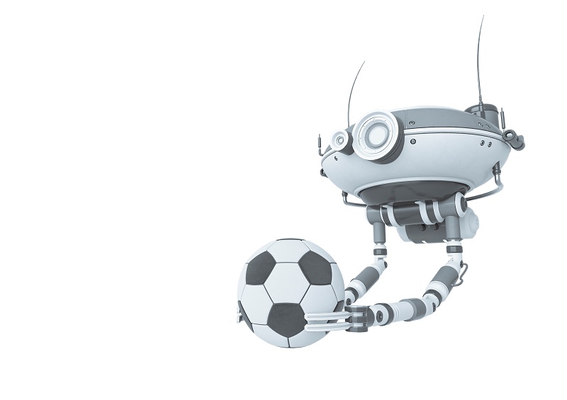 A Floating Robot Holding a Football
